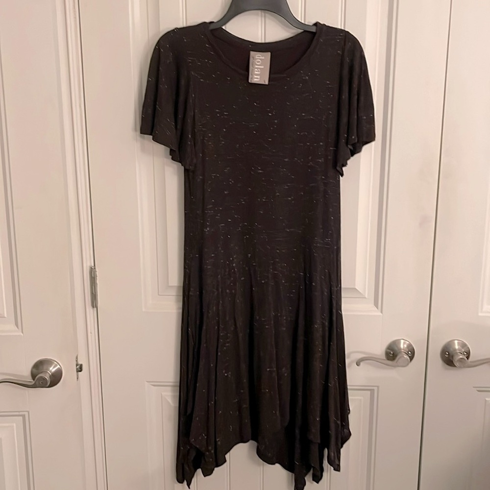 DOLAN LEFT COAST COLLECTION midi‎ handkerchief hem black/whiteblend dress